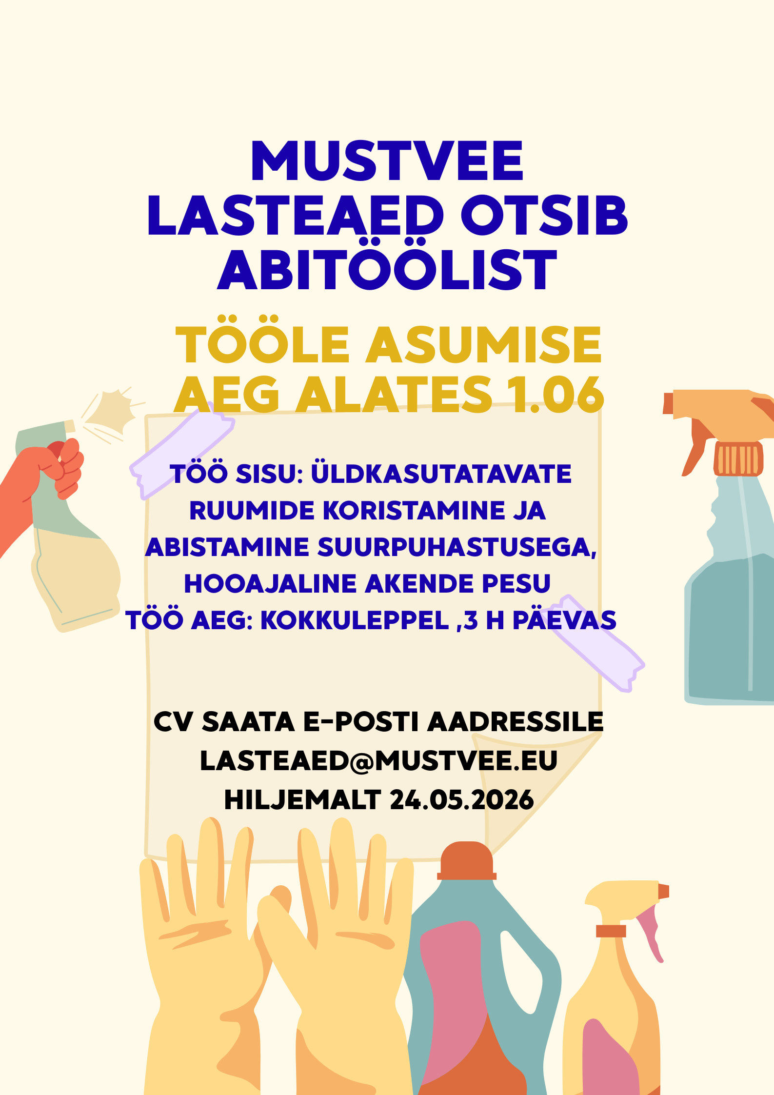 Otsime abitöölist Mustvee majja!